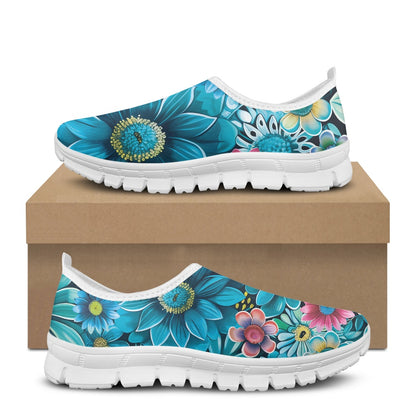 Blue Floral Low-Cut Casual Shoes