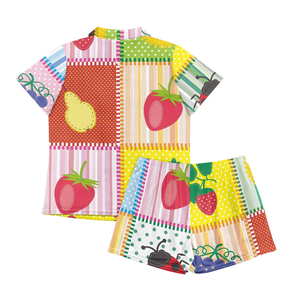 Vibrant Fruit Patchwork Pajama Set