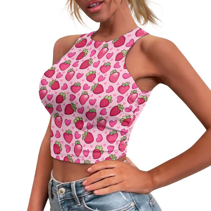 Strawberry Heart Women Tight Tank Tops