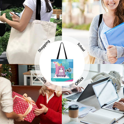 Adorable Unicorn Rainbow Cloth Tote Bag