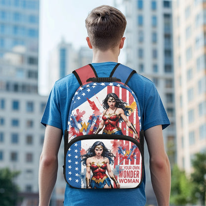 Patriotic Warrior Print Backpack with Bold Design – 17-Inch School Bag