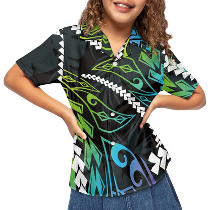 Tropical Leaf Design Hawaiian Shirt for Kids