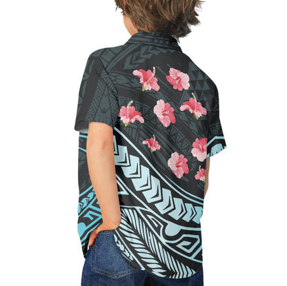 Hibiscus Design Hawaiian Shirt for Kids
