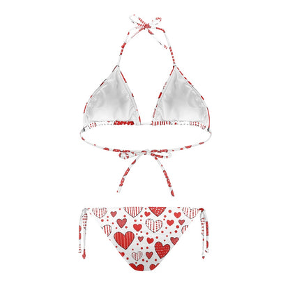 Charming Red Hearts Halter Bikini