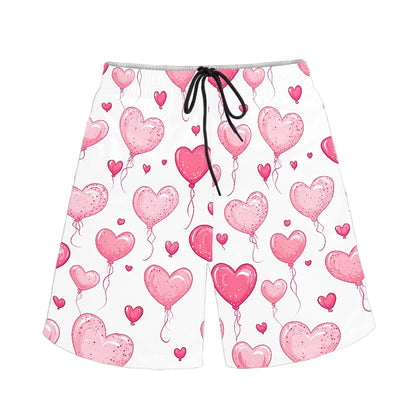 Men's Pink Heart Balloon Swim Shorts