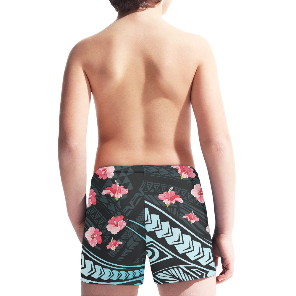 Tribal Hibiscus Boy's Swimming Trunks