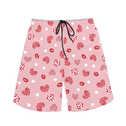 Men's Lip and Heart Print Swim Shorts