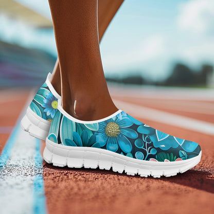 Blue Floral Low-Cut Casual Shoes