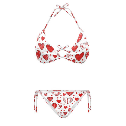 Charming Red Hearts Halter Bikini