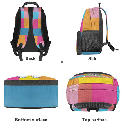 Colorful Cartoon Unicorn Print Backpack – 17-Inch School Bag