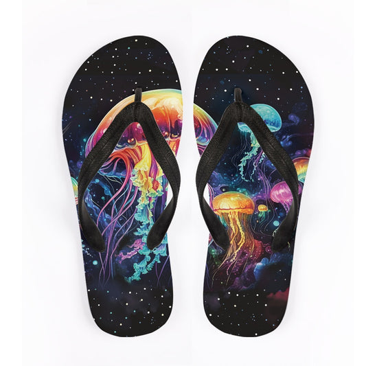 Cosmic Jellyfish Print Flip Flops