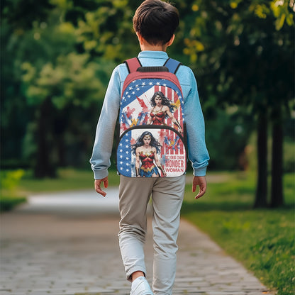 Patriotic Warrior Print Backpack with Bold Design – 17-Inch School Bag