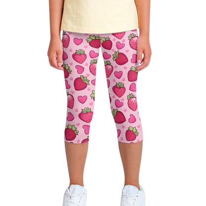 Strawberry Delight Kids' Yoga Capri Pants