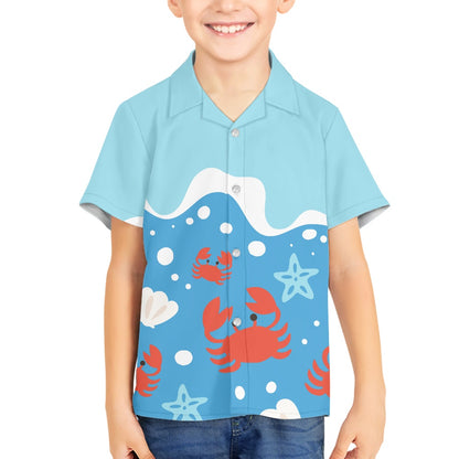Crab Ocean Hawaiian Shirt for Kids