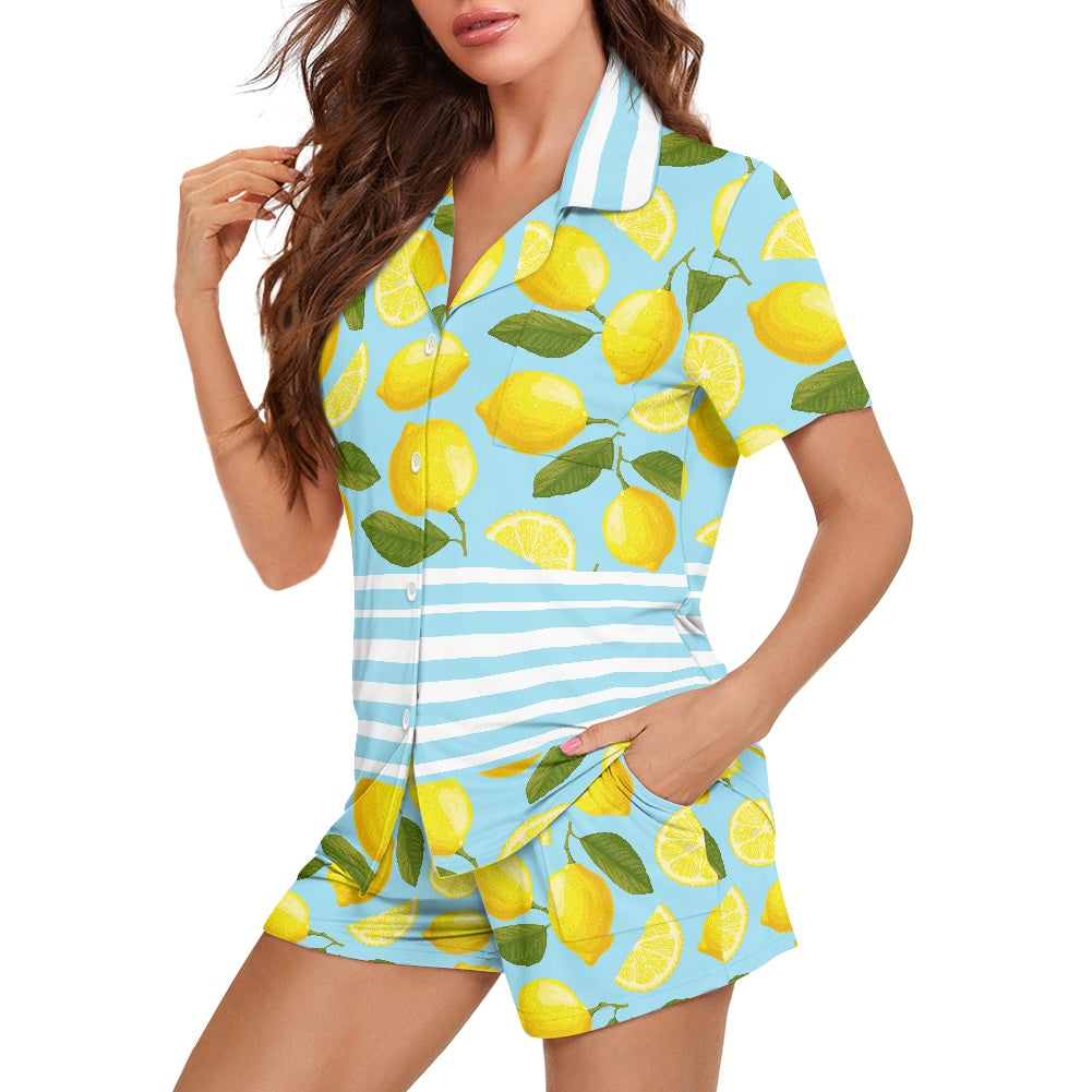 Lemon Stripe Pajama Set