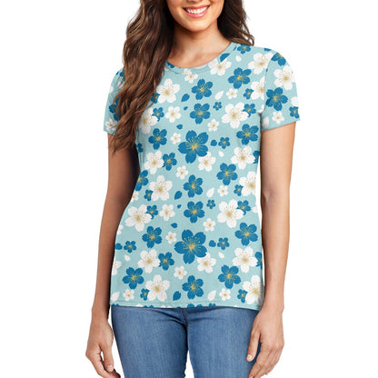 Blue Blossom Ladies' Round Neck T-Shirt