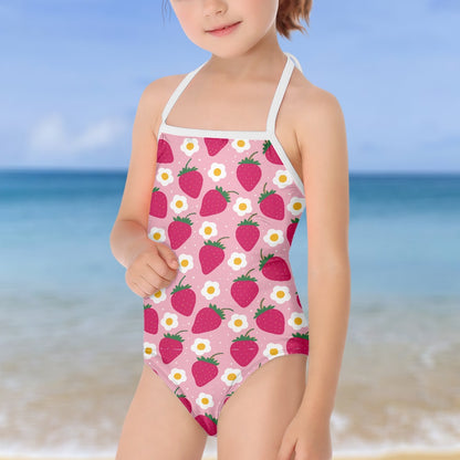 Strawberry Print Kids’ One-Piece Swimsuit