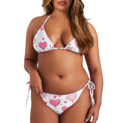 Floating Heart Balloons Halter Bikini
