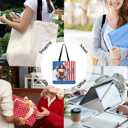 Wonder Woman American Flag Cloth Tote Bag