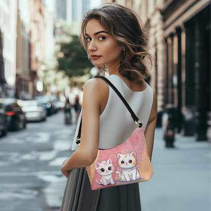 Adorable Cat Print PU Women's Underarm Bag
