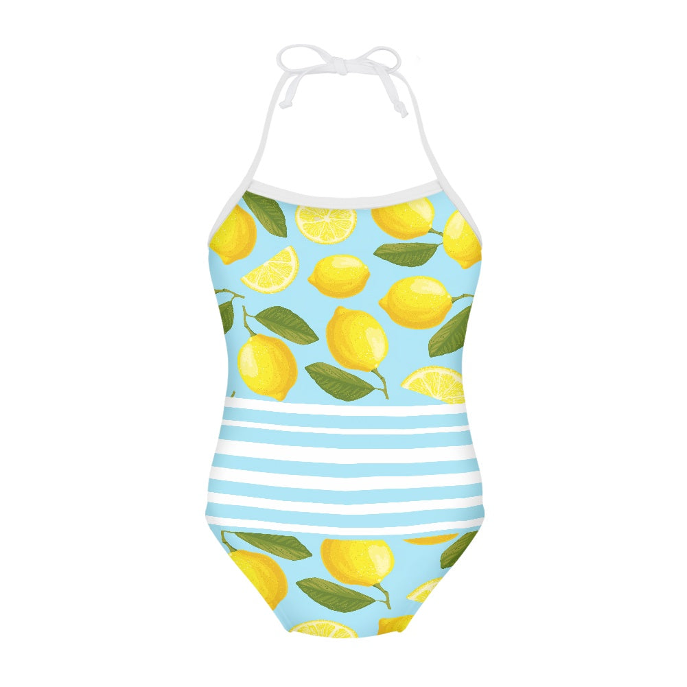 Striped Lemon Kids’ One-Piece Swimsuit