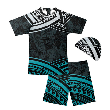 Polynesian Tribal Boys' Three-Piece Swimsuit Set