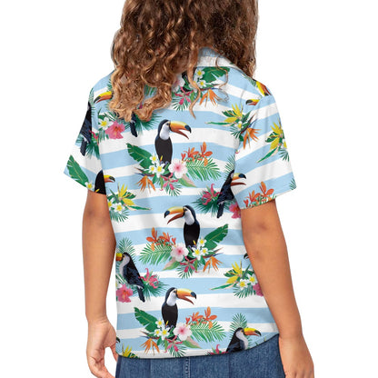 Tropical Toucan Design Hawaiian Shirt for Kids