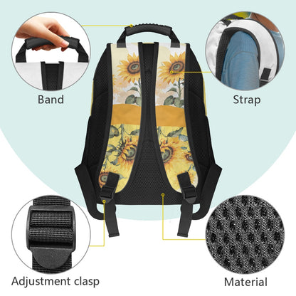 Floral School Bag with Sunflower Print – 17-Inch Backpack