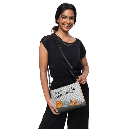 all over print crossbody bag black