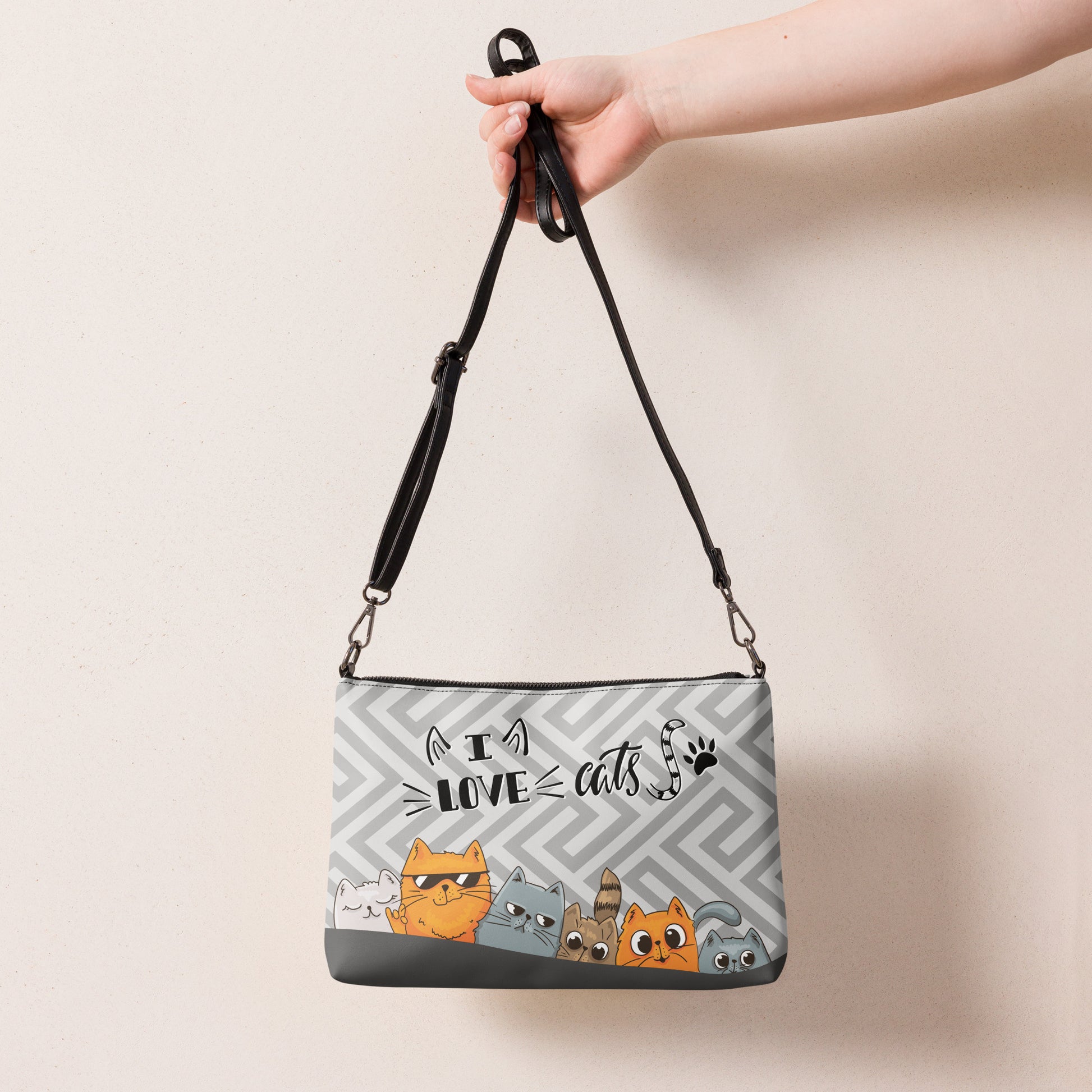 all over print crossbody bag black