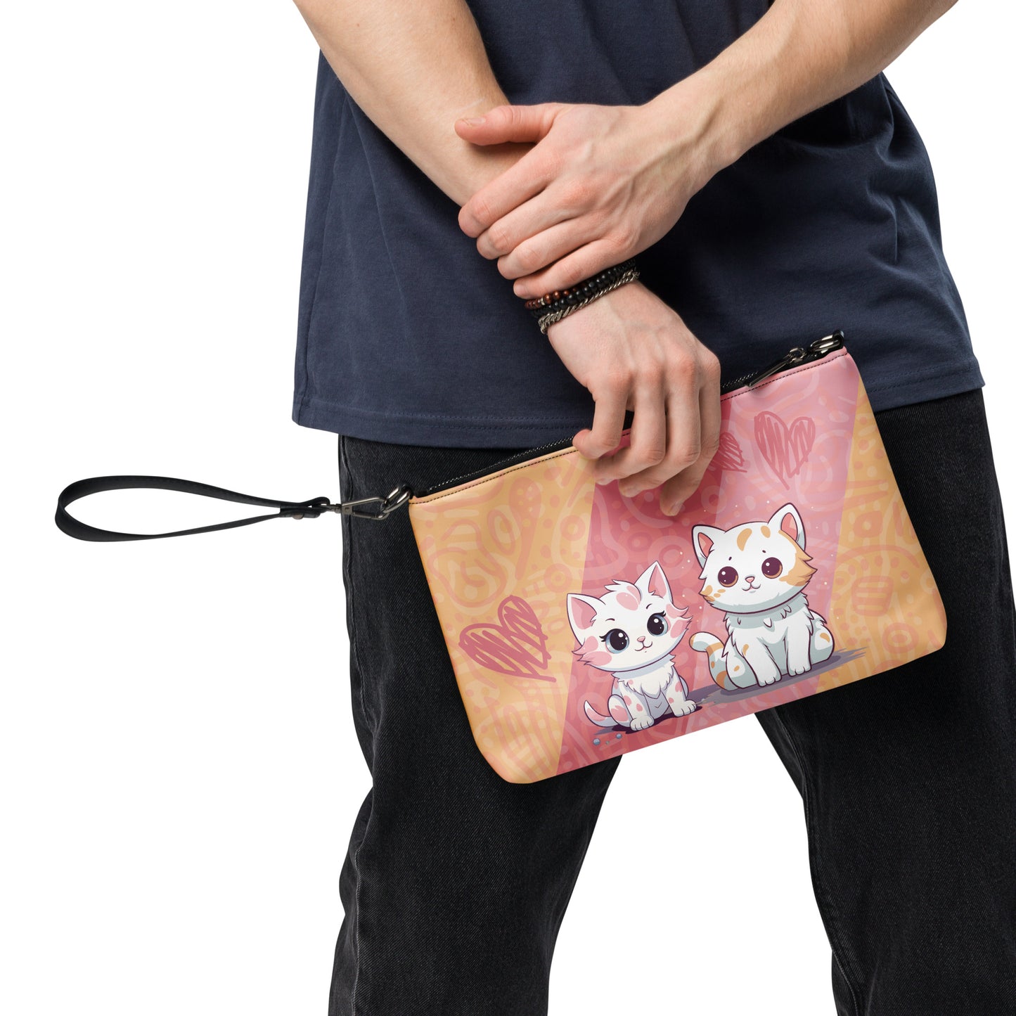 Cute Orange and Pink Cats Crossbody Bag