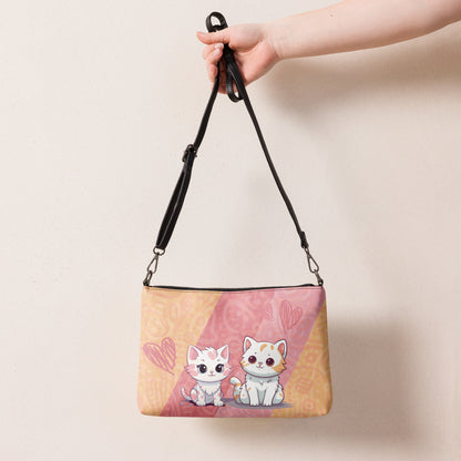 Cute Orange and Pink Cats Crossbody Bag