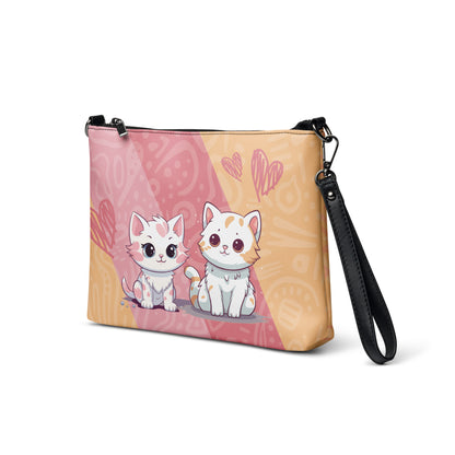 Cute Orange and Pink Cats Crossbody Bag