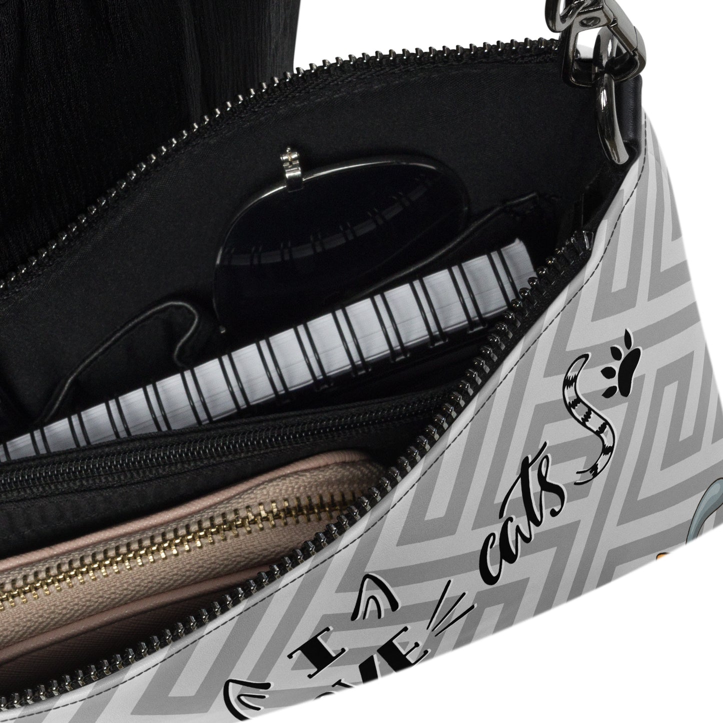 all over print crossbody bag black