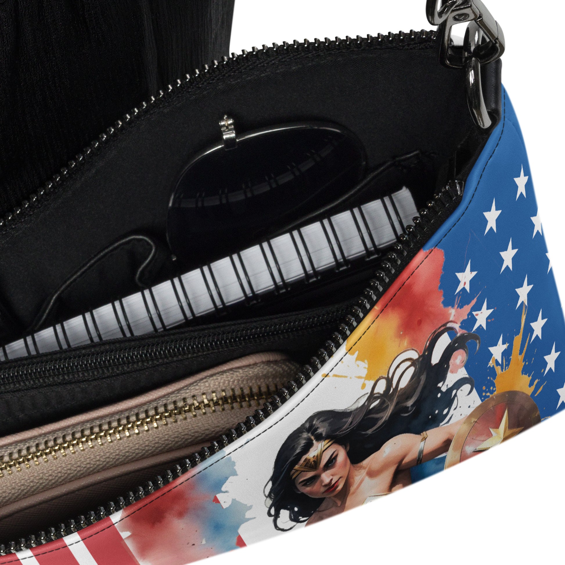 all over print crossbody bag black