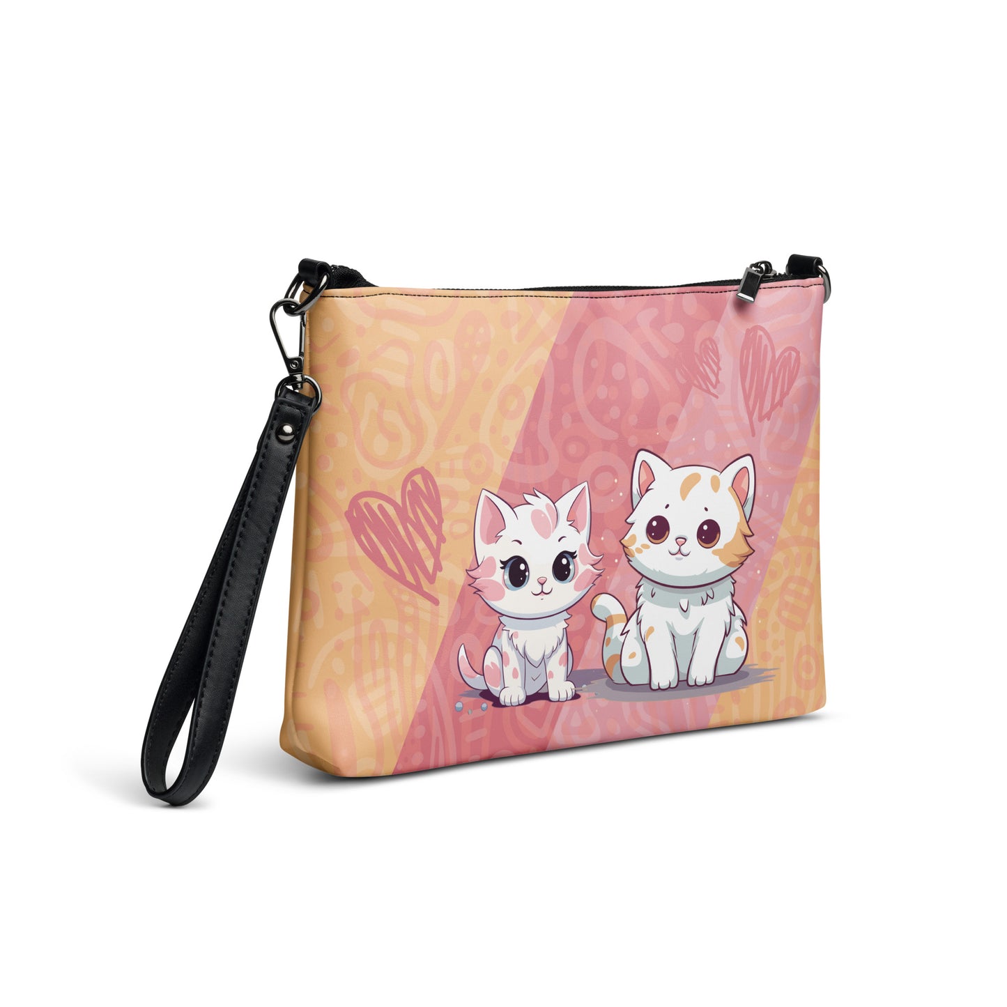 Cute Orange and Pink Cats Crossbody Bag