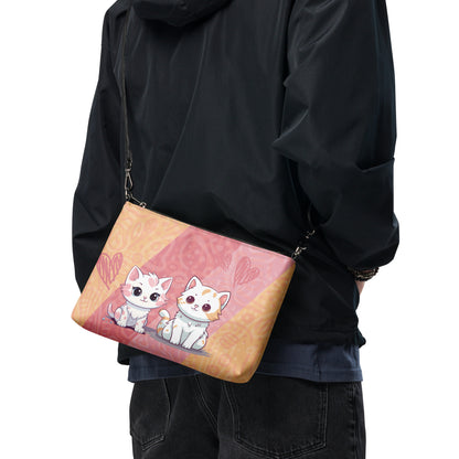 Cute Orange and Pink Cats Crossbody Bag