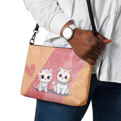 Cute Orange and Pink Cats Crossbody Bag