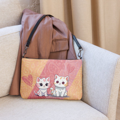 Cute Orange and Pink Cats Crossbody Bag