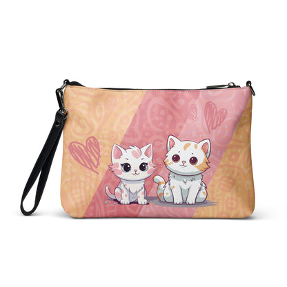 Cute Orange and Pink Cats Crossbody Bag