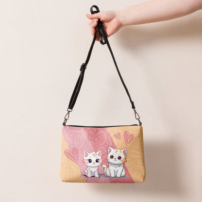 Cute Orange and Pink Cats Crossbody Bag