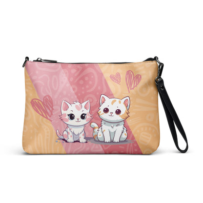 Cute Orange and Pink Cats Crossbody Bag