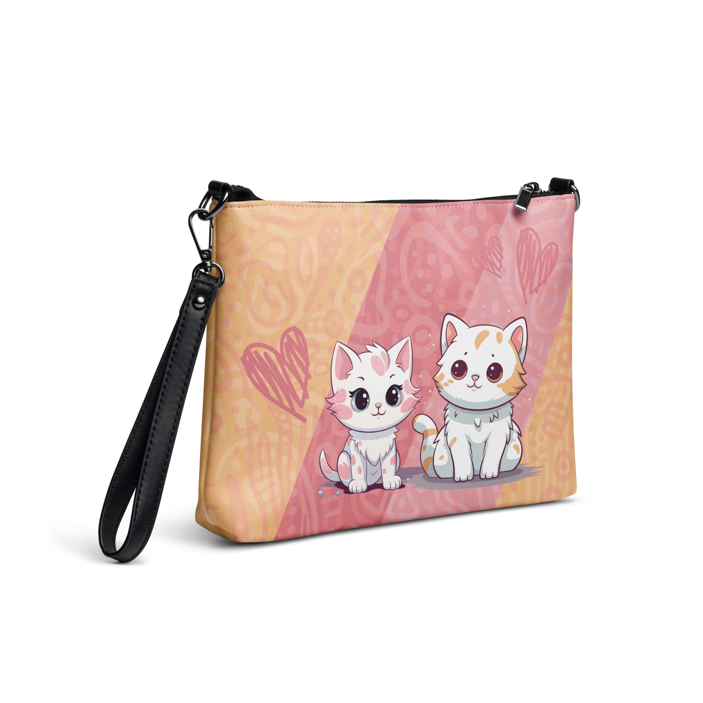 Cute Orange and Pink Cats Crossbody Bag