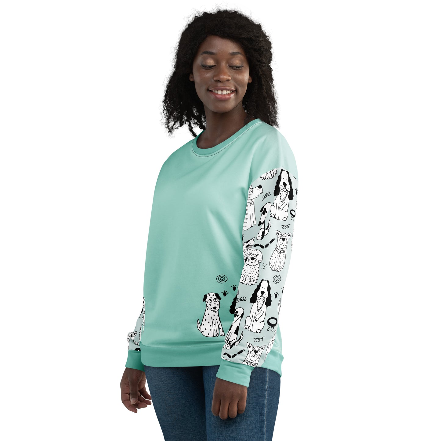 all over print recycled unisex sweatshirt white left front