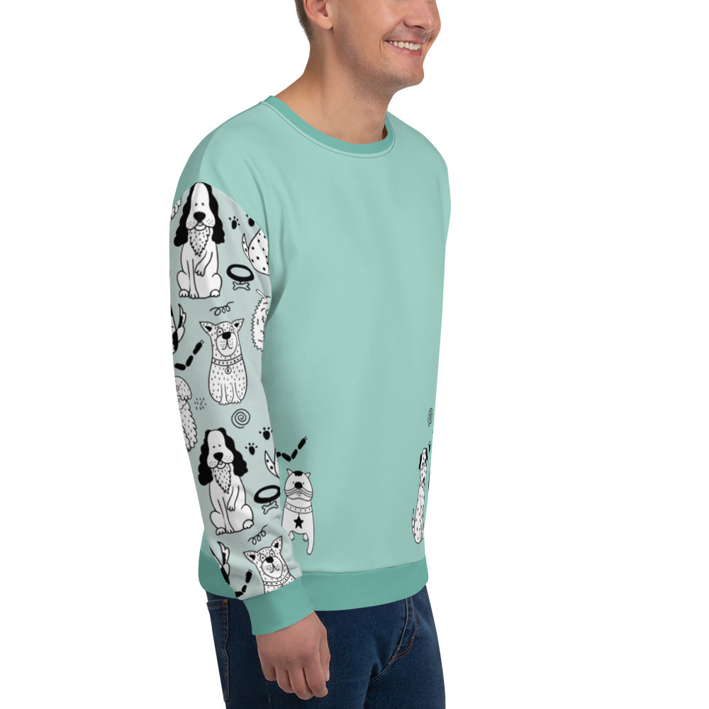 all over print recycled unisex sweatshirt white left front