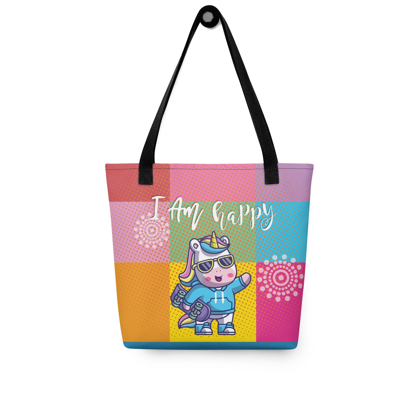 all over print tote bag black 15x15 front