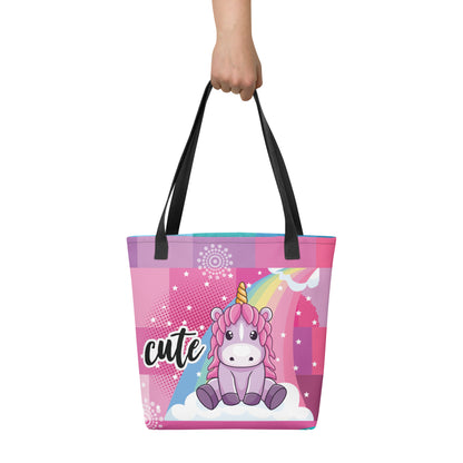 all over print tote bag black 15x15 front