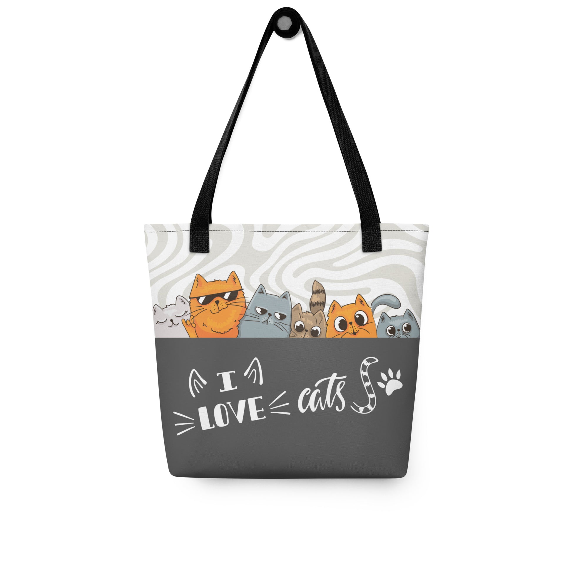 all over print tote bag black 15x15 front