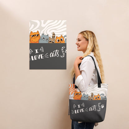 all over print tote bag black 15x15 front