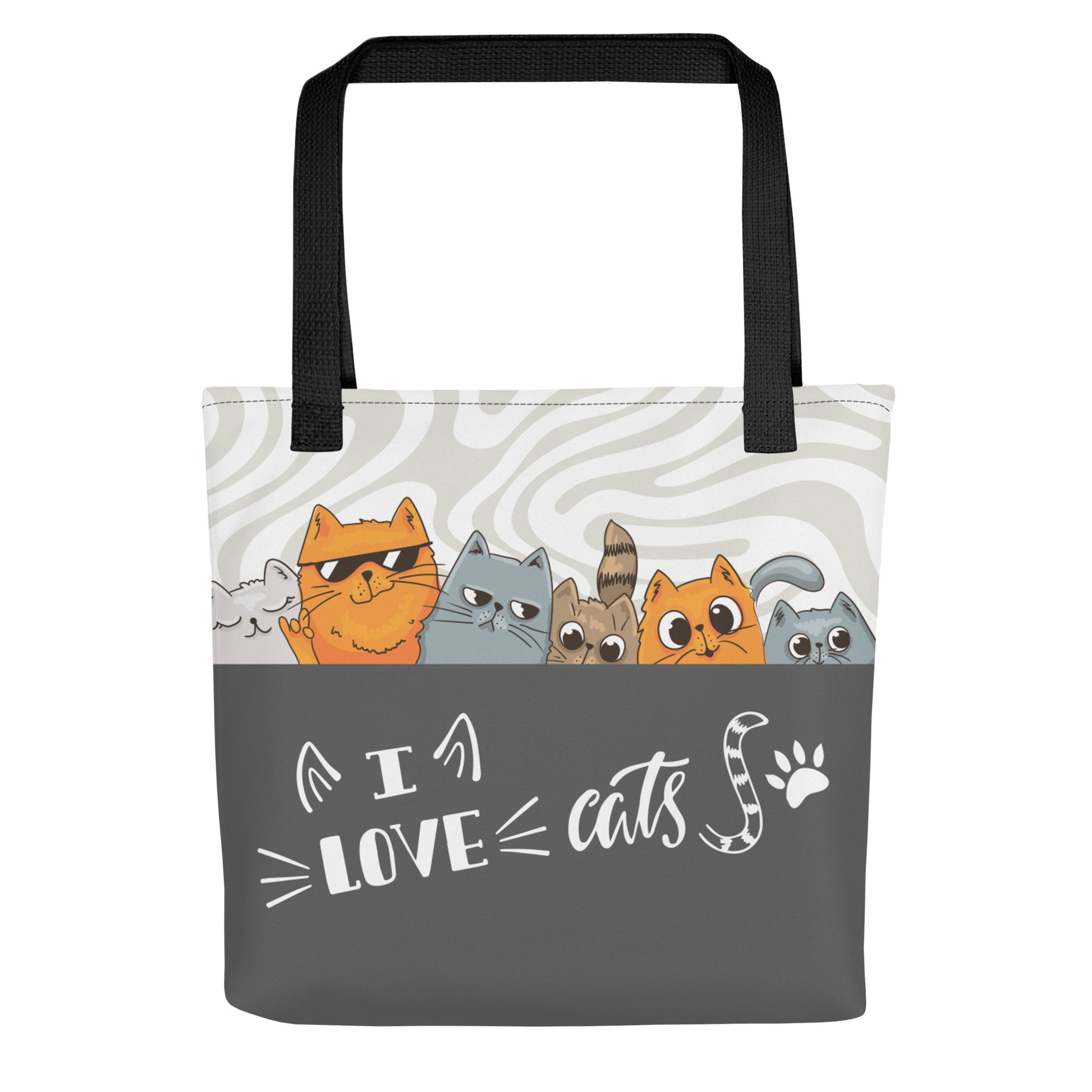 all over print tote bag black 15x15 front